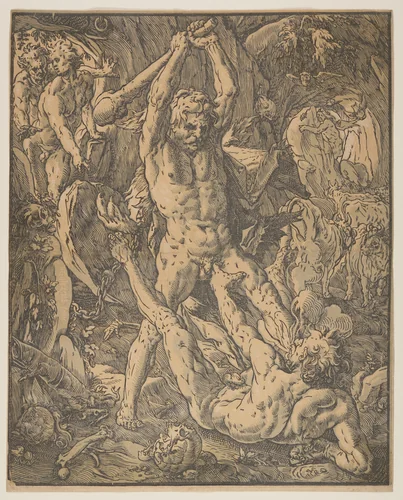 Hercules and Cacus by Hendrick Goltzius, print, 1588