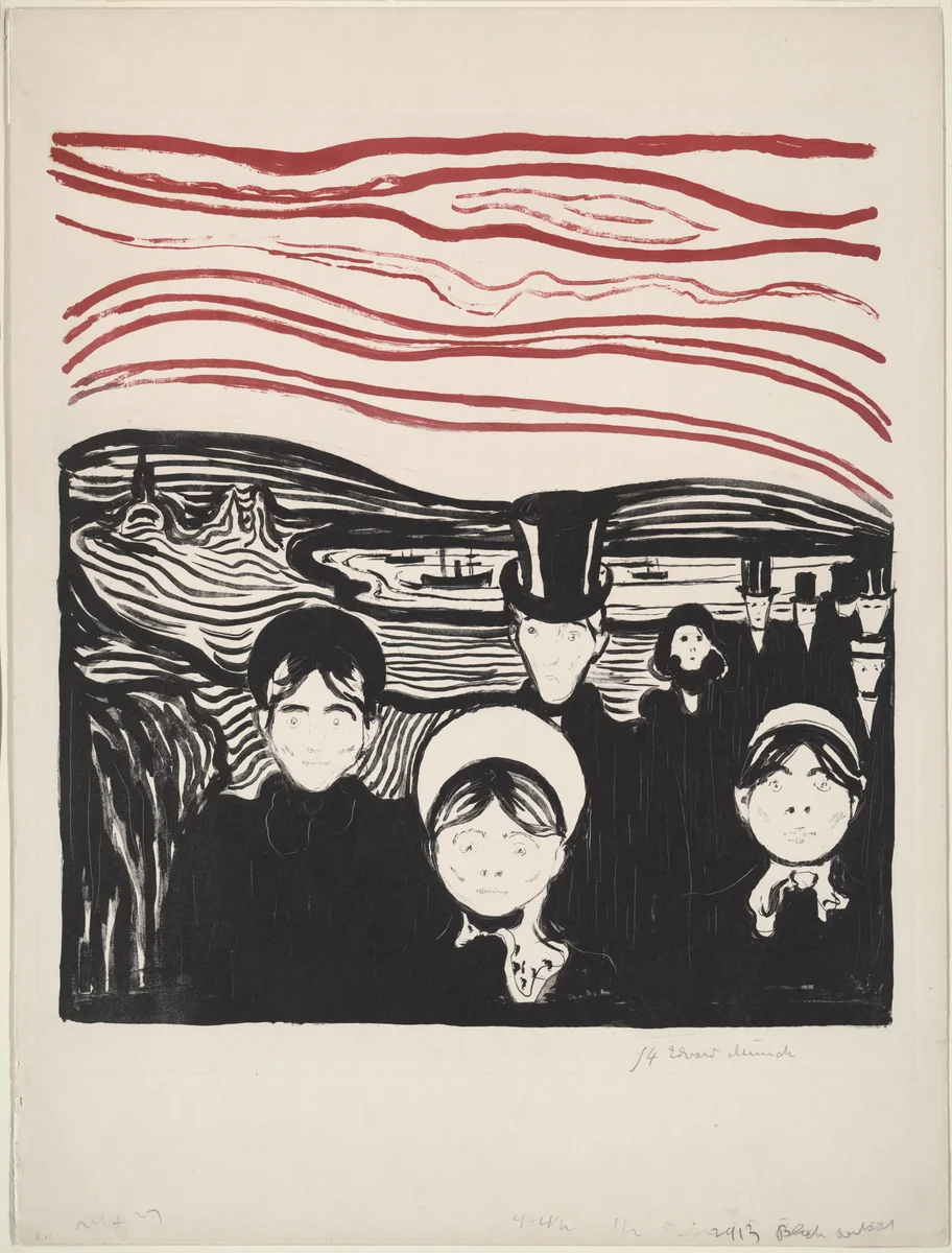 Anxiety by Edvard Munch, print, 1896