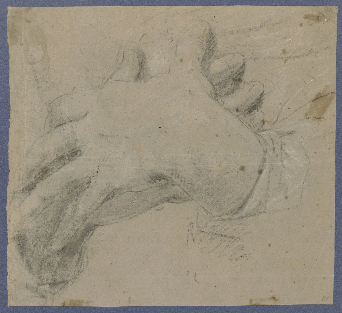 Schetsblad met twee figuren by anonymous, drawing, 1650-1670