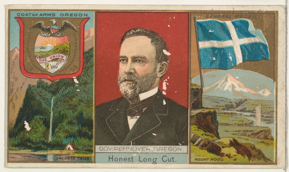 Governor Pennoyer, Oregon, from "Governors, Arms, Etc." series (N133-1), issued by Duke Sons & Co. by W. Duke, Sons & Co., print, 1885-1892