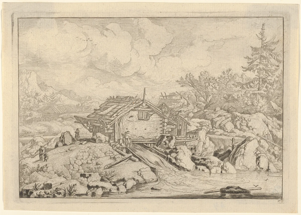 The Watermill by Allart van Everdingen, print, 1621-1675