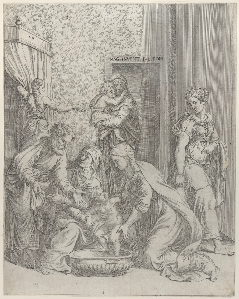 The Holy Family by Battista Angolo del Moro, print, 1535-1573