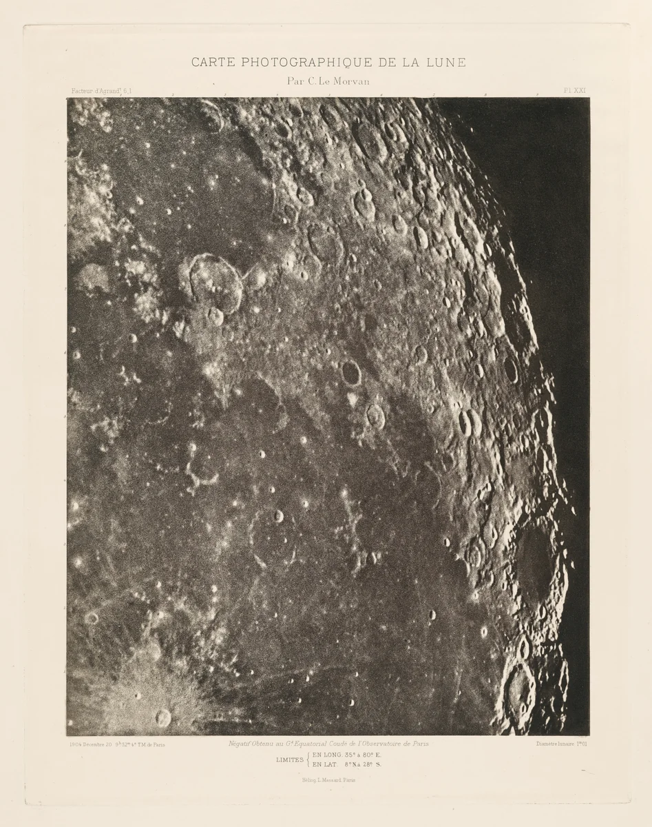 Carte photographique de la lune, planche XXI (Photographic Chart of the Moon, plate XXI) by Charles Le Morvan, photograph, 1904