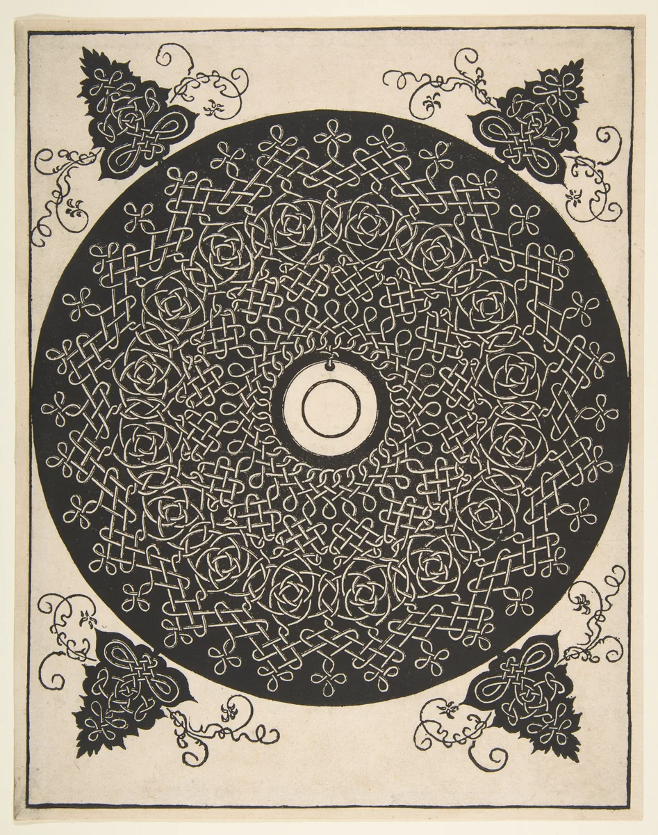 Embroidery Pattern with Round Medallion in its Center by Albrecht Dürer, print, 1500-1521