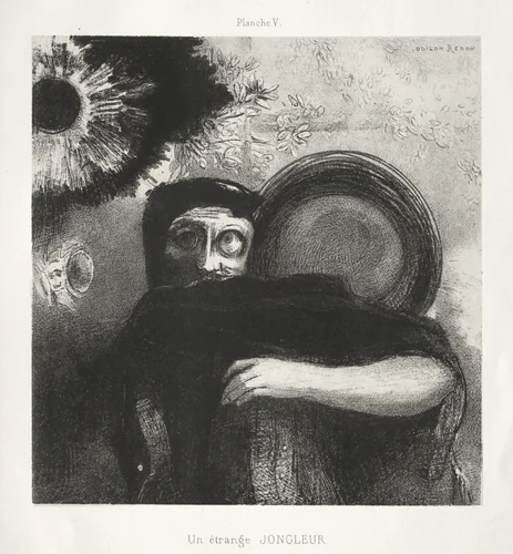 A Strange Juggler by Odilon Redon, print, 1885