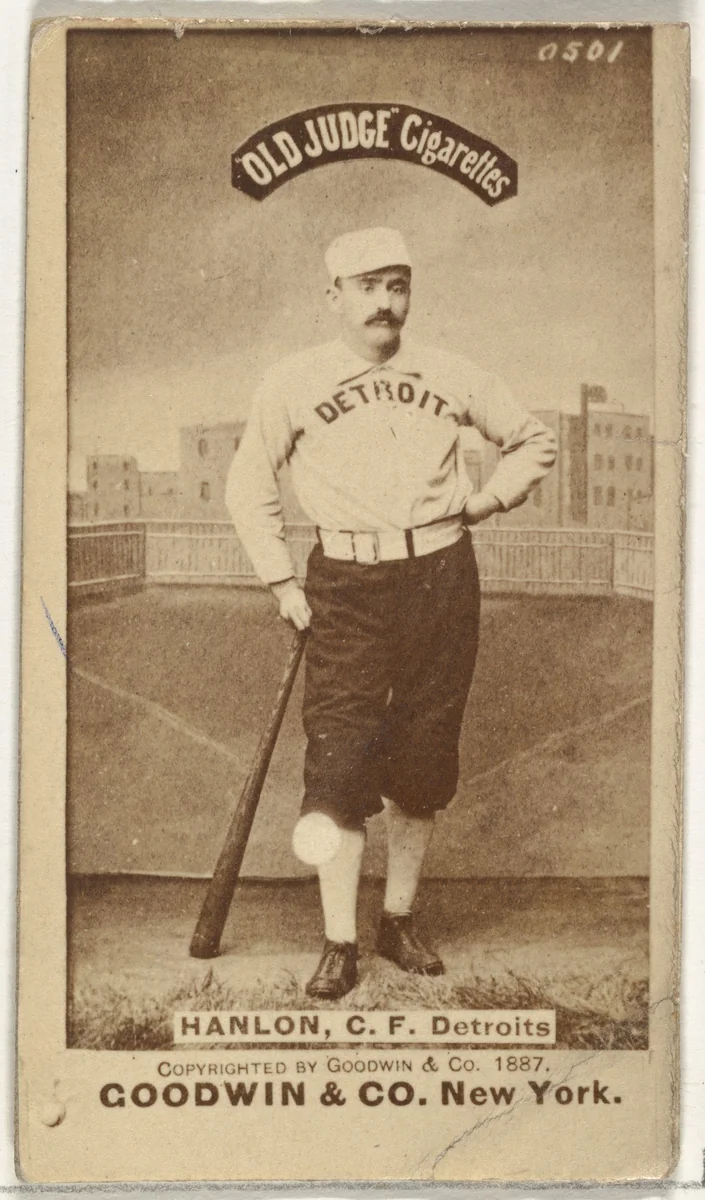 Edward Hugh "Ned" Hanlon, Center Field, Detroit Wolverines, from the Old Judge series (N172) for Old Judge Cigarettes by Goodwin & Company, photograph, 1887