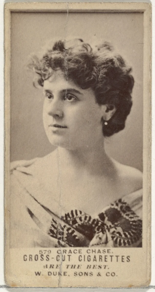 Card Number 579, Grace Chase, from the Actors and Actresses series (N145-3) issued by Duke Sons & Co. to promote Cross Cut Cigarettes by W. Duke, Sons & Co., photograph, 1880-1889
