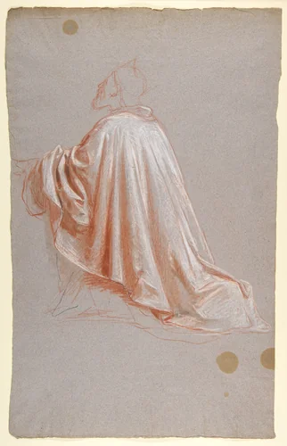 Drapery Study for a Bishop (lower register; study for wall paintings in the Chapel of Saint Remi, Sainte-Clotilde, Paris, 1858) by Isidore Pils, drawing, 1830-1875