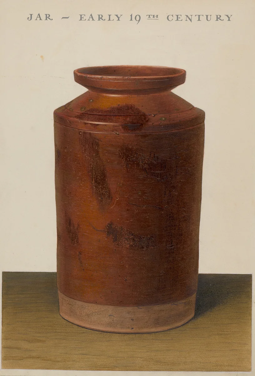 Red Glazed Preserve Jar by Alfred Parys, index of american design, 1938