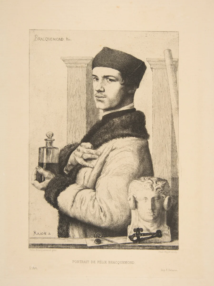 Portrait of Félix Bracquemond, from "L'Art" by Félix Bracquemond, print, 1878
