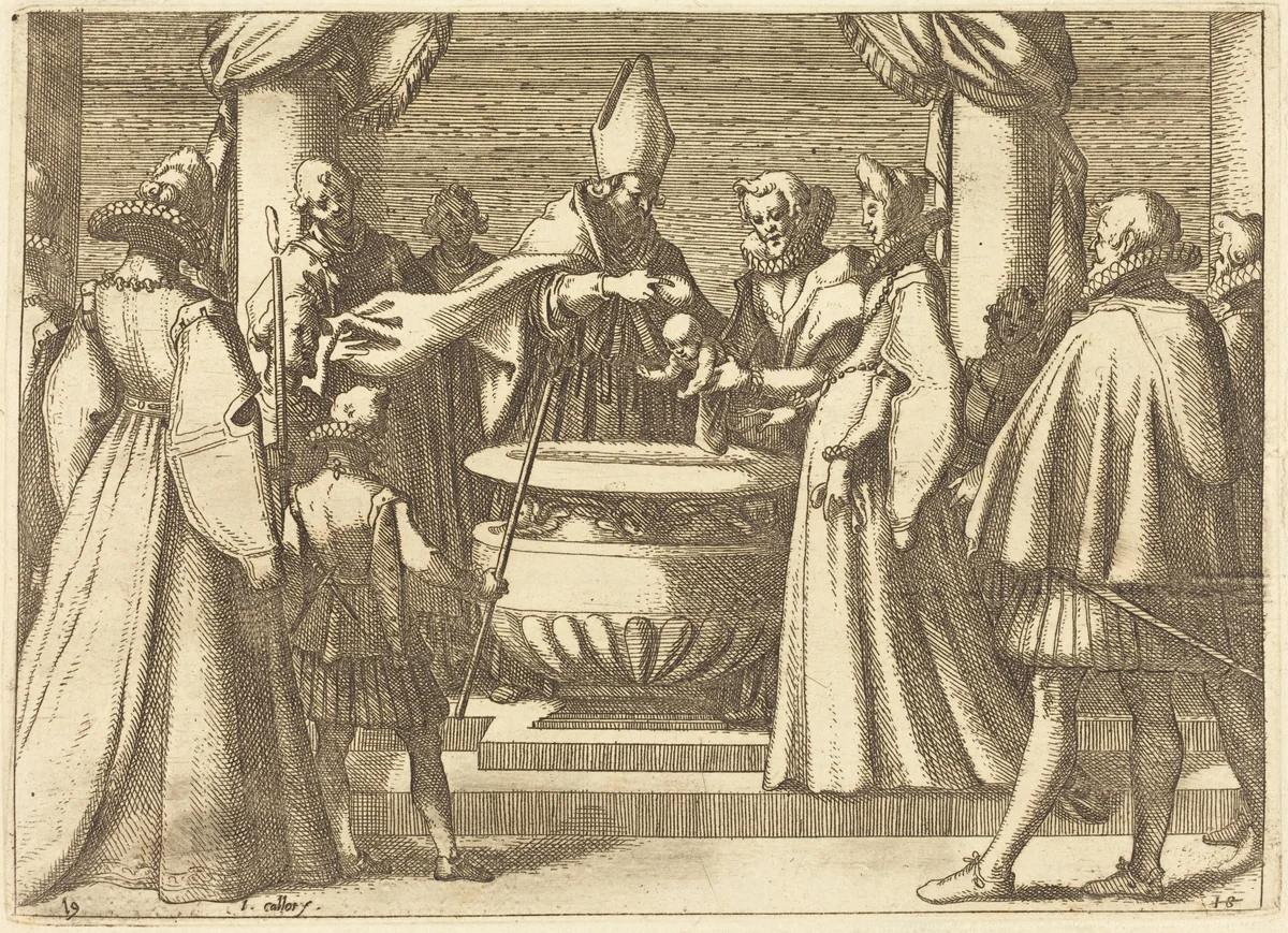 Baptism of the Prince of Spain by Jacques Callot, print, 1612