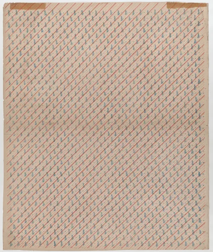 Sheet with overall striped and leaf pattern by anonymous, print, 1775-1875