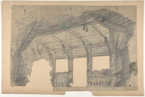 Design for a Stage Set at the Opéra, Paris: a Greenhouse by Eugène Cicéri, drawing, 1828-1890
