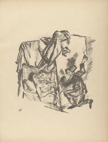 The Eavesdropper (Des Lauscher) (plate, folio 18) from Die Chinesische Mauer (The Great Wall of China) by Oskar Kokoschka, illustrated book, 1914