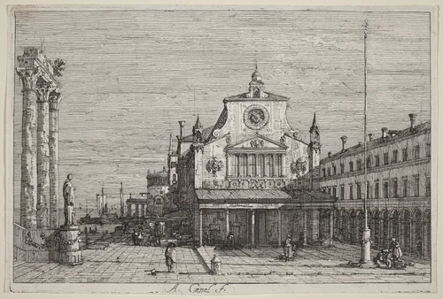 Imaginary View of S. Giacomo di Rialto by Canaletto, print, 1735-1746
