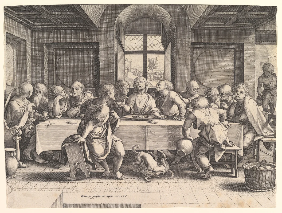The Last Supper by Hendrick Goltzius, print, 1585