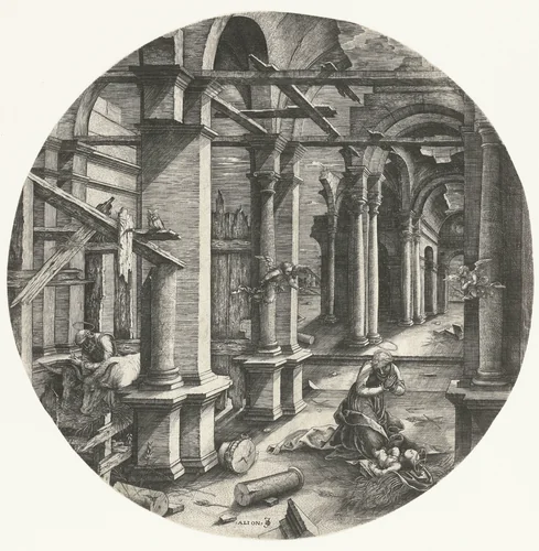 De Heilige Familie in Bethlehem by Unknown, print, 1498-1551