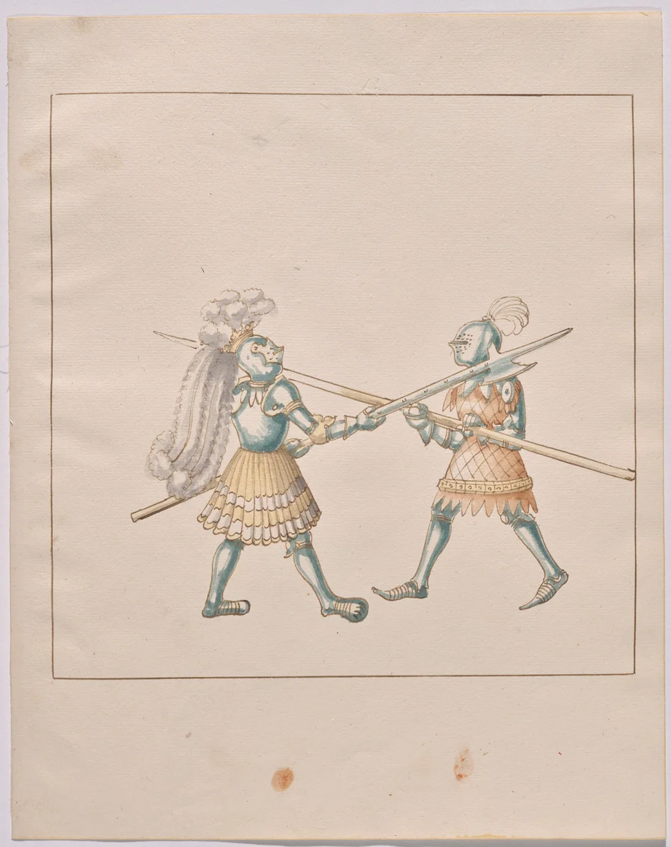 Foot Combat with Halberds by German 16th Century, drawing, 1515