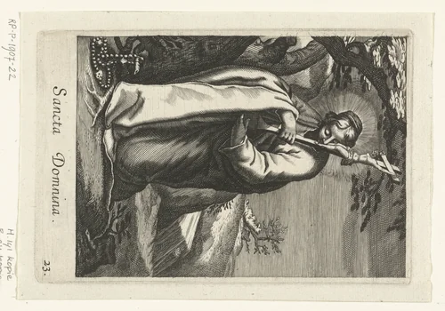 Heilige Domnina van Syrië als kluizenares by anonymous, print, 1590-1662