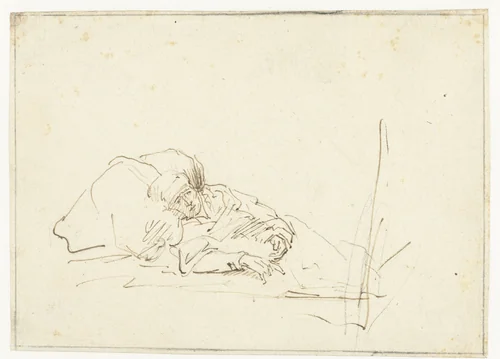 Saskia Ill in Bed by anonymous, drawing, 1693-1700