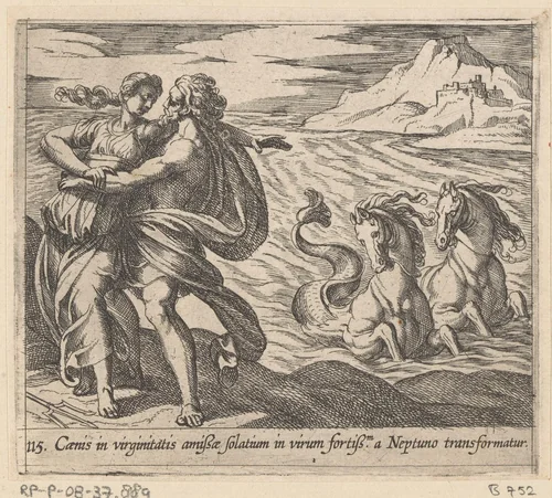 De verkrachting van Caenis by Antonio Tempesta, print, 1606