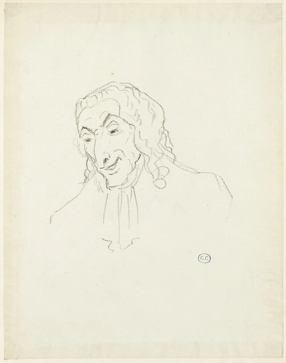 Bust of a Man with a Jabot by Jacques-Louis David, drawing, 1805-1815