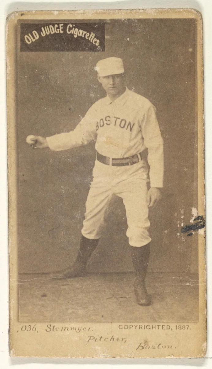 Stemmyer, Pitcher, Boston, from the Old Judge series (N172) for Old Judge Cigarettes by Goodwin & Company, photograph, 1887