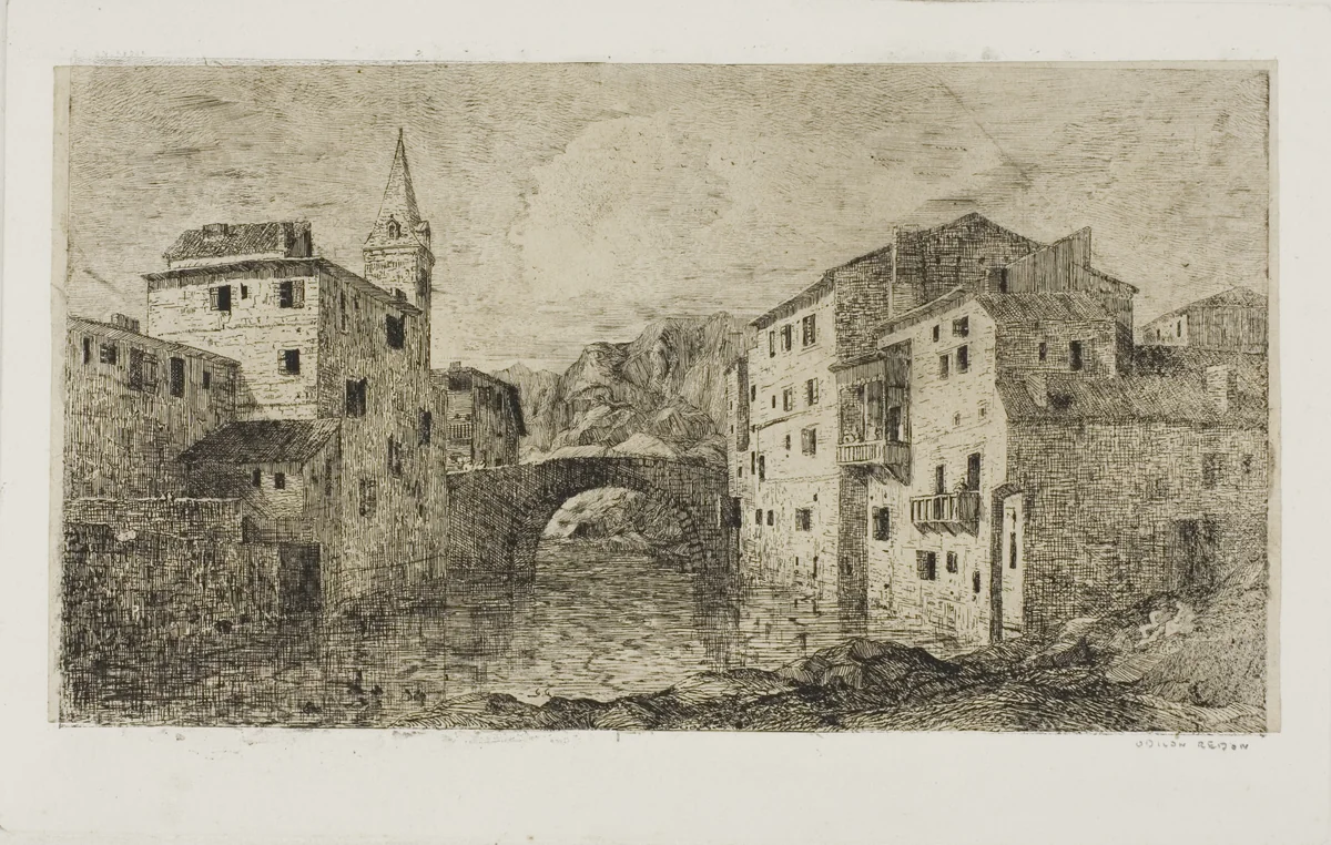 St.-Jean-Pied-de-Port by Odilon Redon, print, 1866