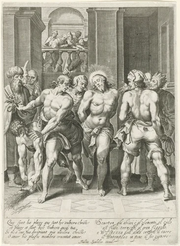 Geseling van Christus door de soldaten by anonymous, print, 1593-1620