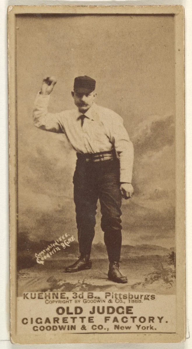 Bill Kuehne, 3rd Base, Pittsburgh, from the Old Judge series (N172) for Old Judge Cigarettes by Goodwin & Company, photograph, 1888