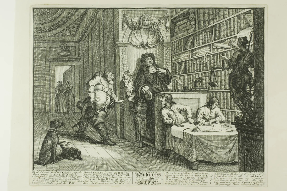 Hudibras and the Lawyer, plate twelve from Hudibras by William Hogarth, print, 1725-1726