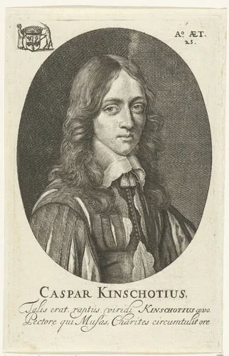 Portret van Caspar van Kinschot op 25-jarige leeftijd by Hendrik Bary, print, 1657-1707