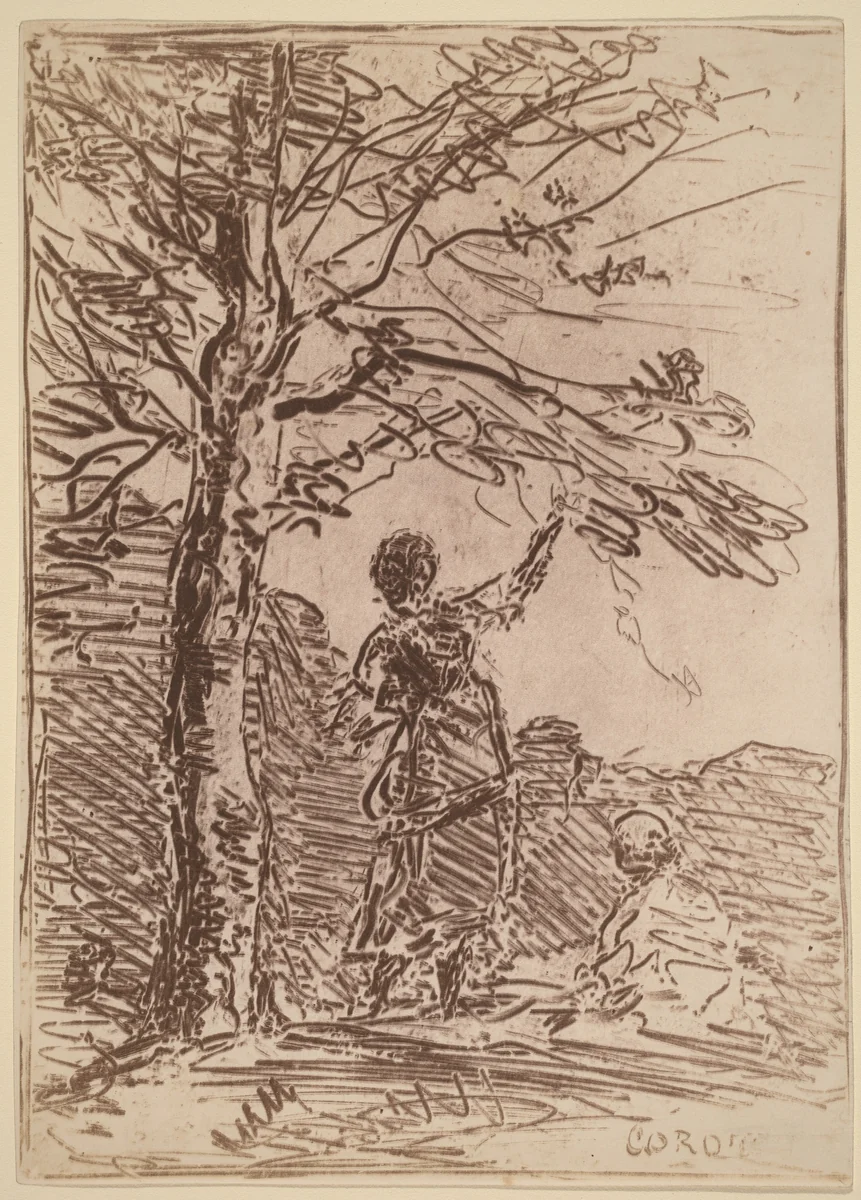 Young Woman and Death (La Jeune Fille et la Mort) by Jean-Baptiste-Camille Corot, print, 1854