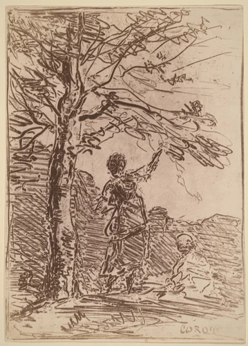 Young Woman and Death (La Jeune Fille et la Mort) by Jean-Baptiste-Camille Corot, print, 1854