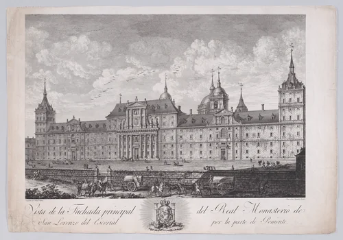 The main façade of the monastery of El Escorial, from "Views of El Escorial" by Tomás López Enguidanos, print, 1785-1795