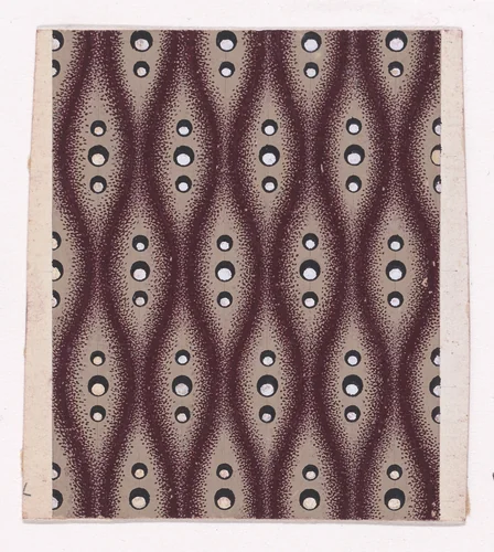 Textile Design with Alternating Strips of Groups of Three Pearls Framed by Undulating Stippled Garlands by anonymous, drawing, 1840