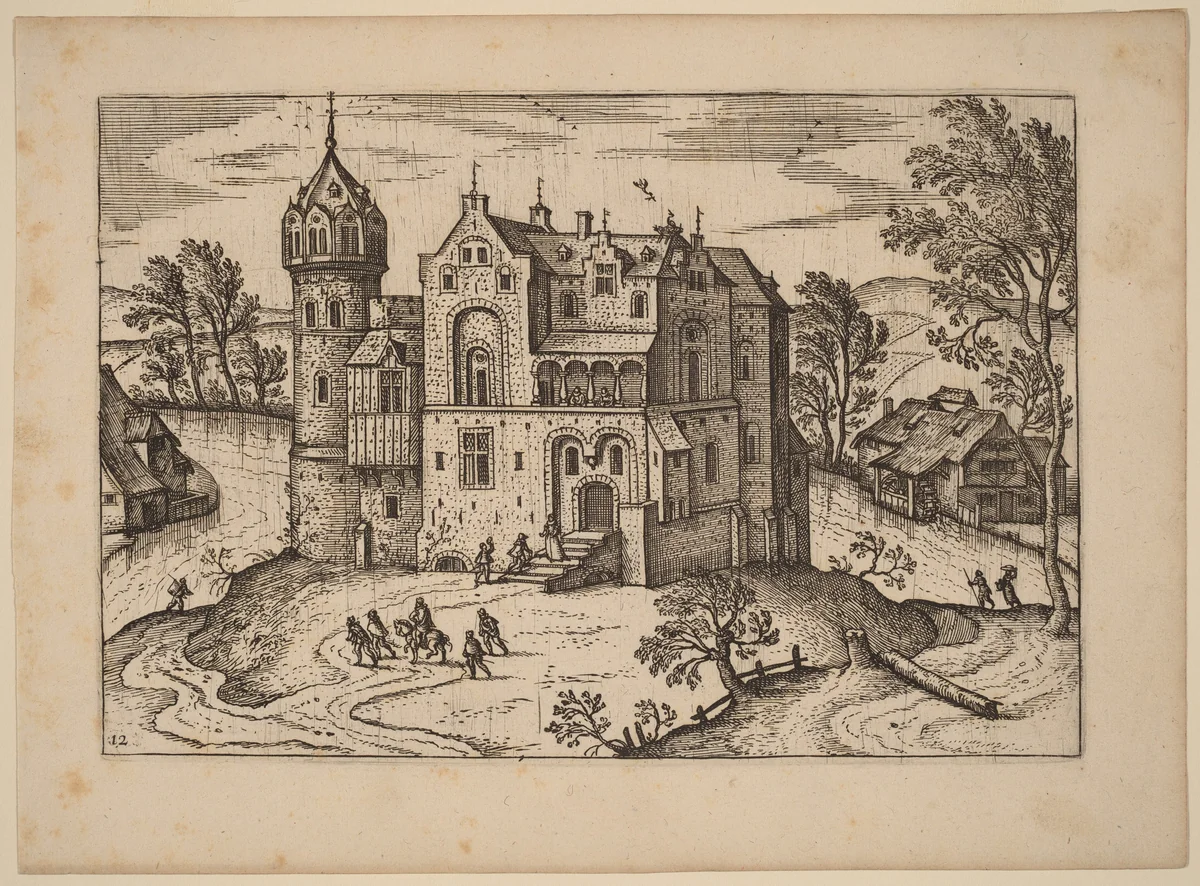 Castle by a River by Netherlandish 16th Century, print, 1676