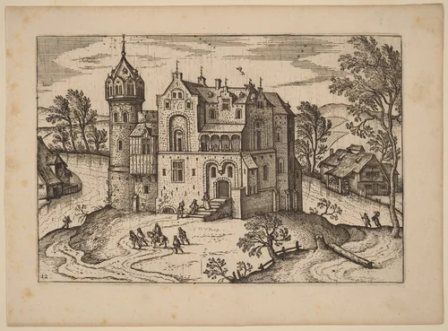 Castle by a River by Netherlandish 16th Century, print, 1676
