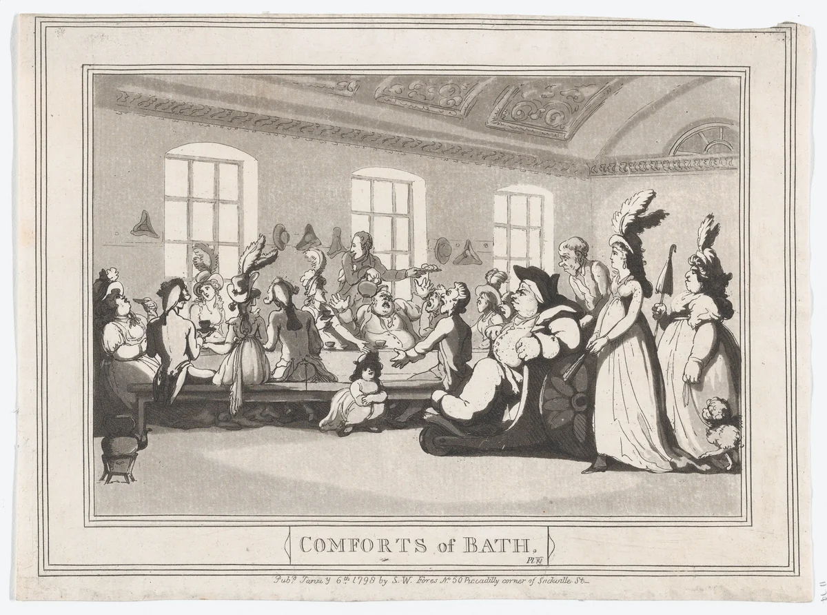 Comforts of Bath, Plate 11 by Thomas Rowlandson, print, 1798