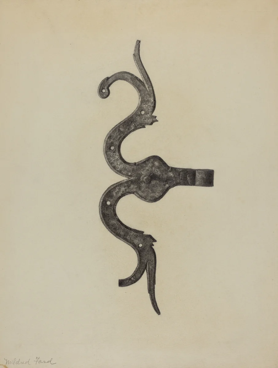 Pa. German Butt of Side Hinge by Mildred Ford, index of american design, 1938