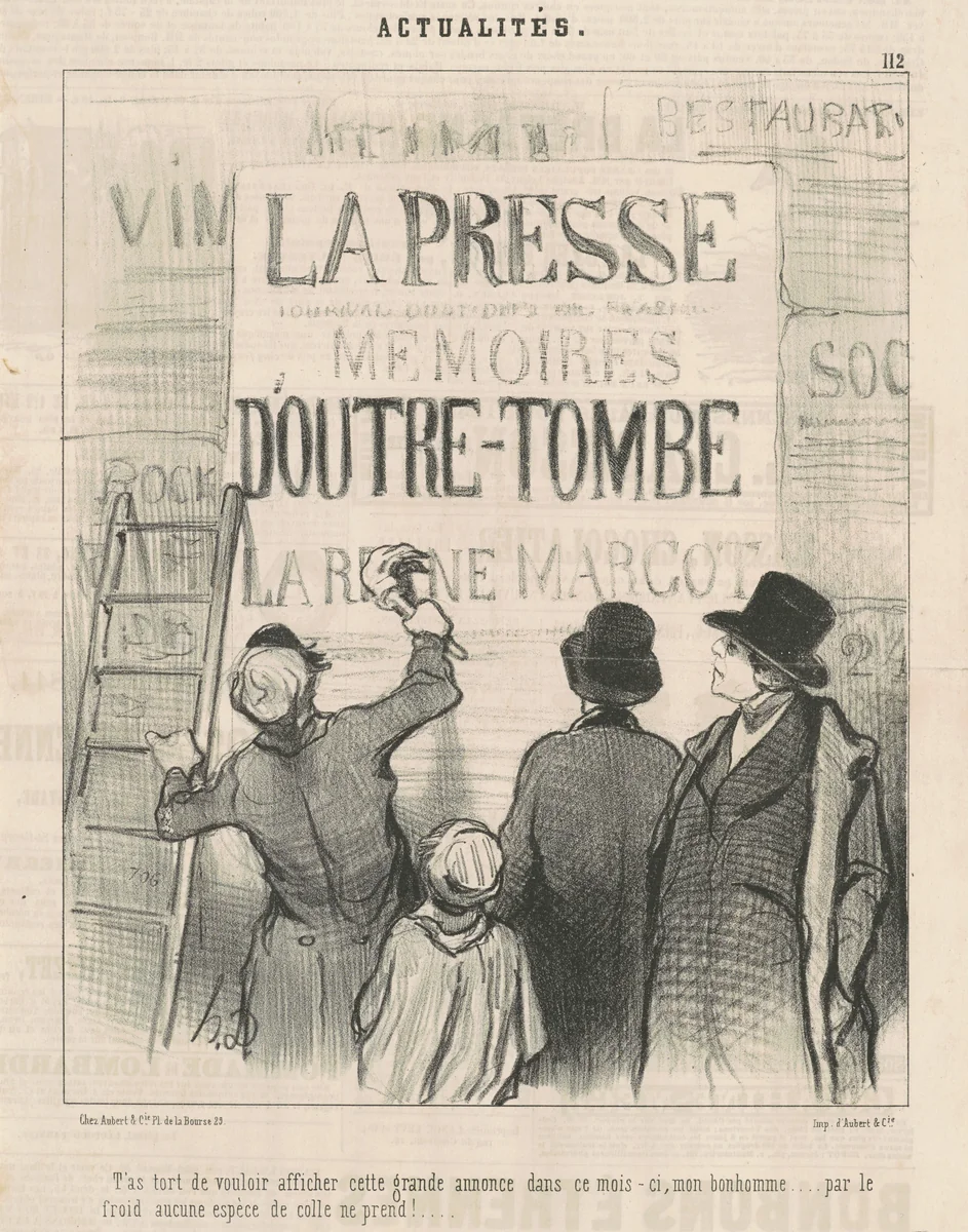 T'as tort de vouloir afficher cette ... annonce ... by Honoré Daumier, print, 1844