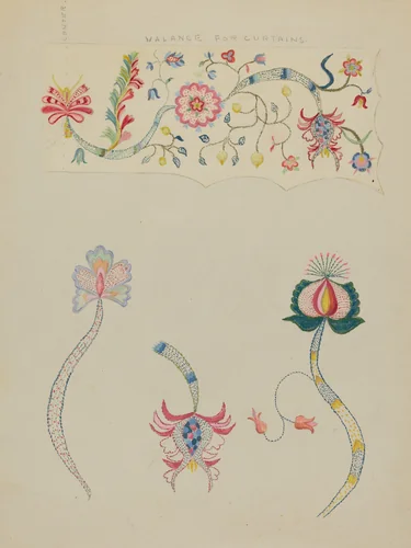 Crewel Embroidery by Fanchon Larzelere, index of american design, 1936