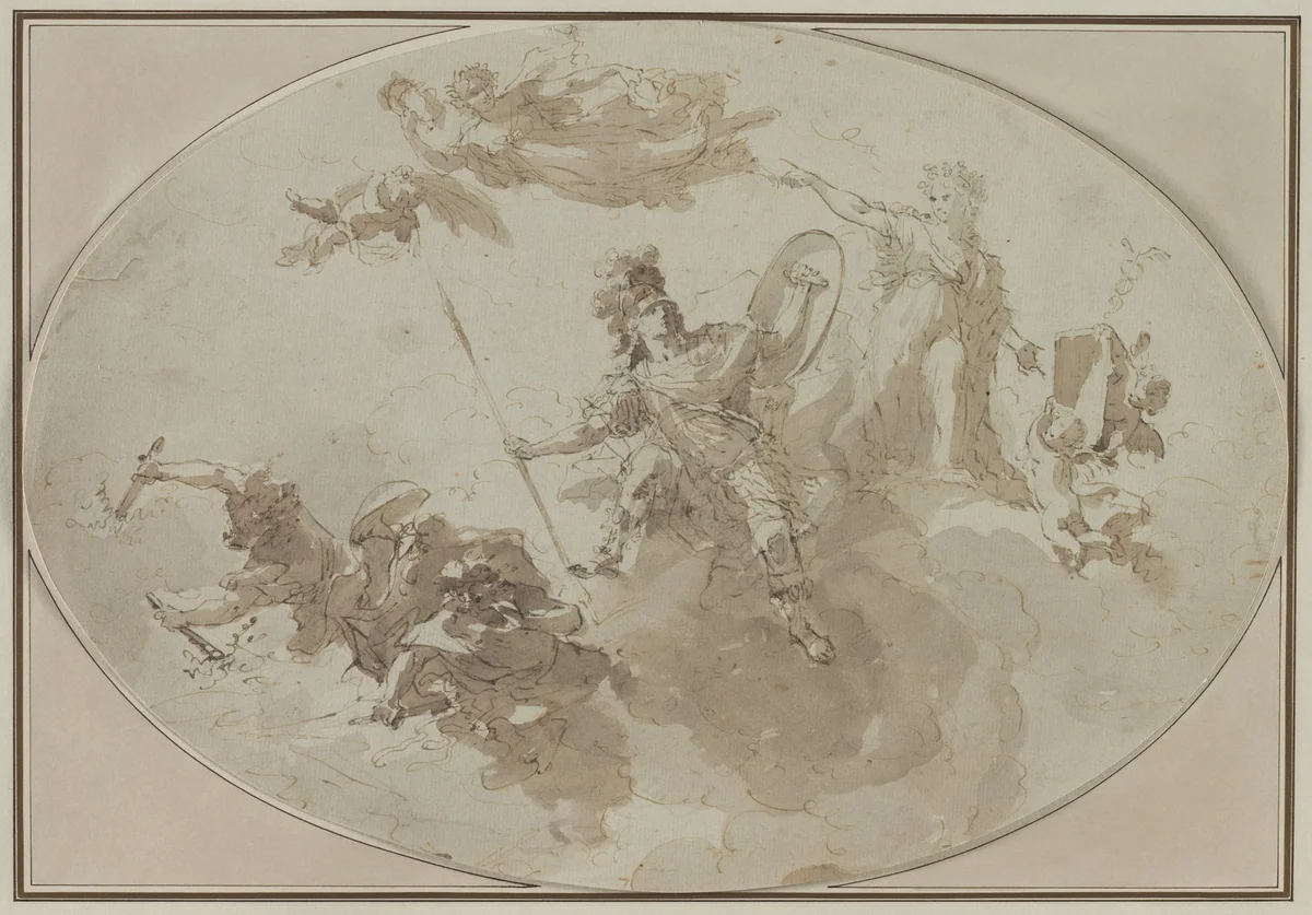 Ceiling Study: Allegory of Peace and War by Giuseppe Bernardino Bison, drawing, 1795-1805