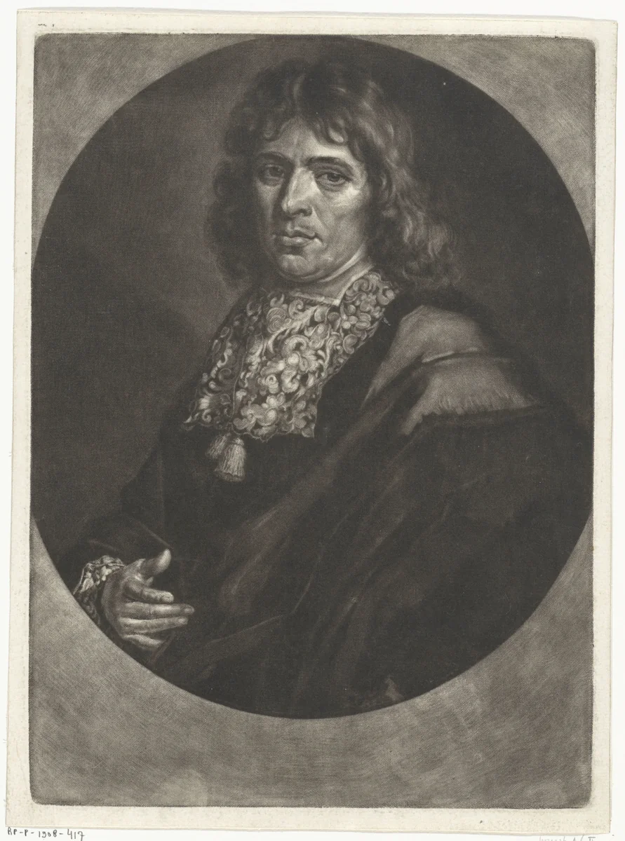 Portret van Adriaan Dortsman by Pieter van der Plas, print, 1687-1708