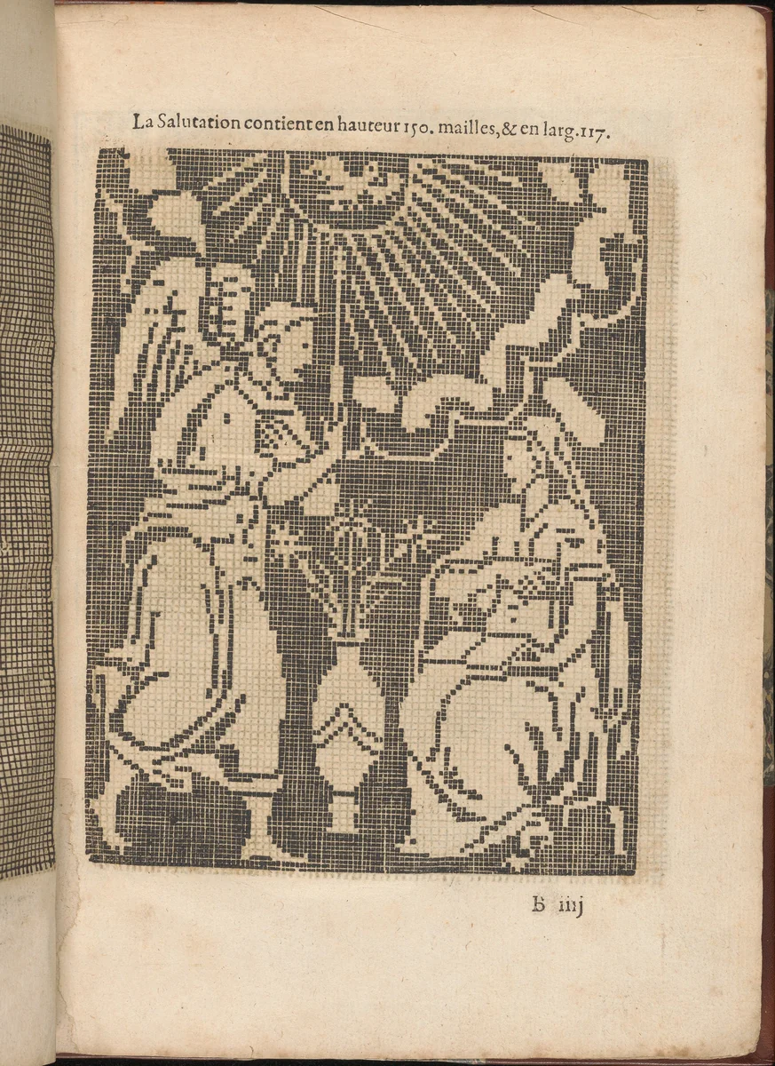 Les Secondes Oeuvres, et Subtiles Inventions De Lingerie du Seigneur Federic de Vinciolo Venitien, page 8 (recto) by Federico de Vinciolo, book, 1603