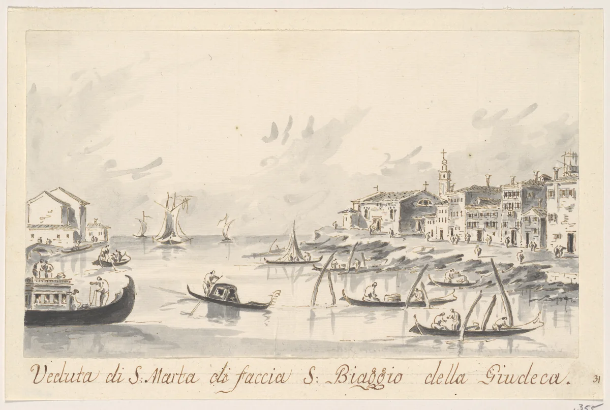 The Punta di Santa Marta, Opposite the Giudecca by Giacomo Guardi, drawing, 1801-1831