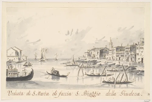 The Punta di Santa Marta, Opposite the Giudecca by Giacomo Guardi, drawing, 1801-1831