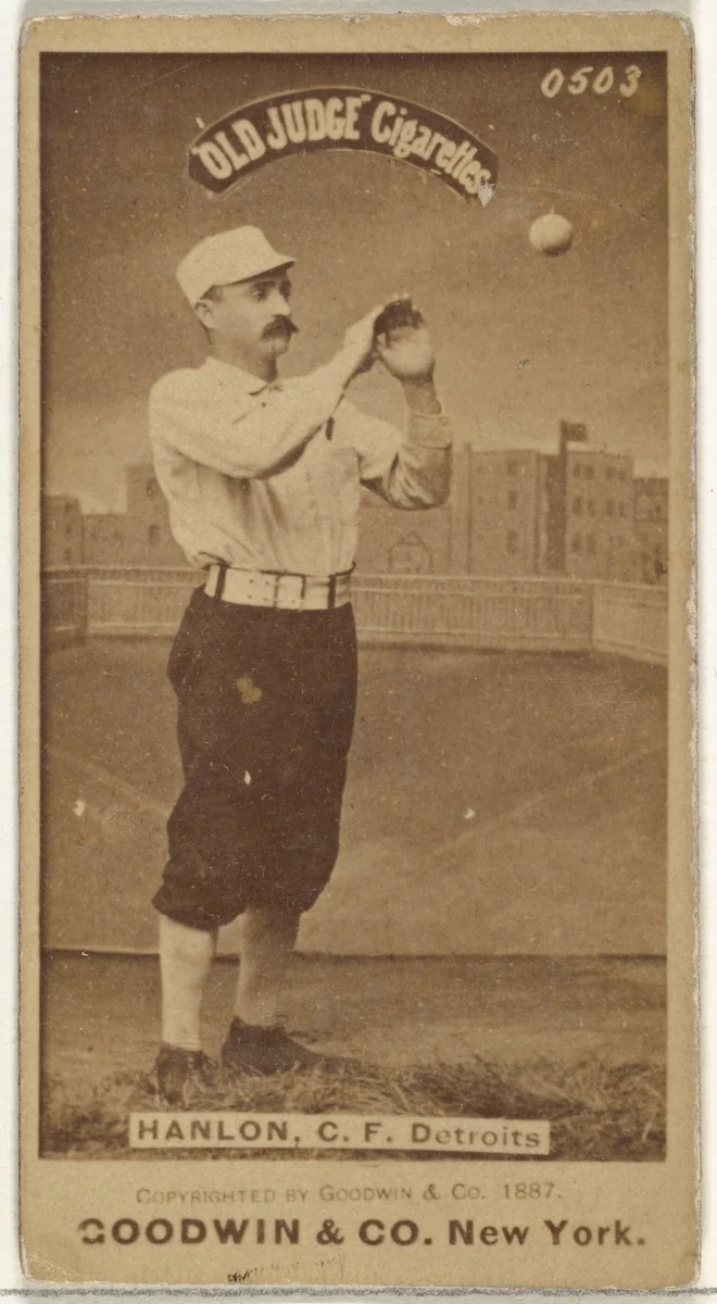 Edward Hugh "Ned" Hanlon, Center Field, Detroit Wolverines, from the Old Judge series (N172) for Old Judge Cigarettes by Goodwin & Company, photograph, 1887