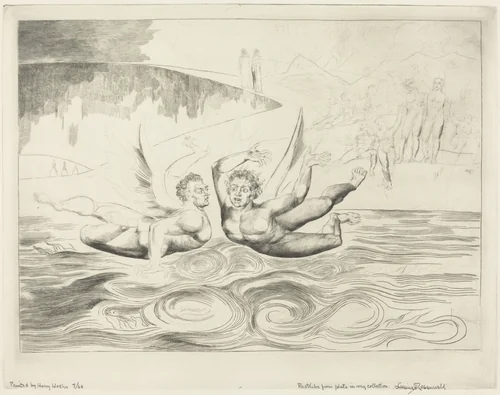 The Circle of the Corrupt Officials; The Devils Mauling Each Other by William Blake, print, 1827