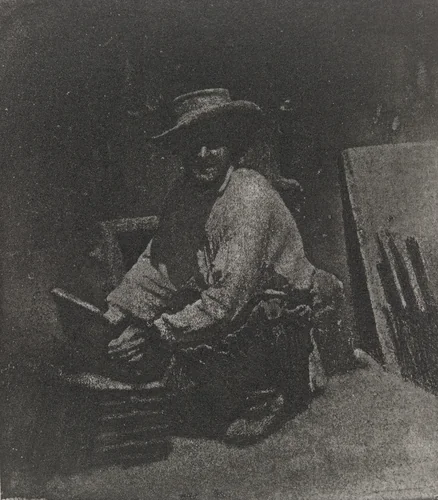 The Mason Crouching by Charles Nègre, photograph, 1854